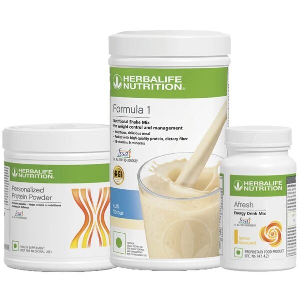 Herbalife Formula 1 Afresh Energy Drink & Protein Powder Combo, 3 Piece(s)/Pack, Kulfi + Lemon + Unflavoured