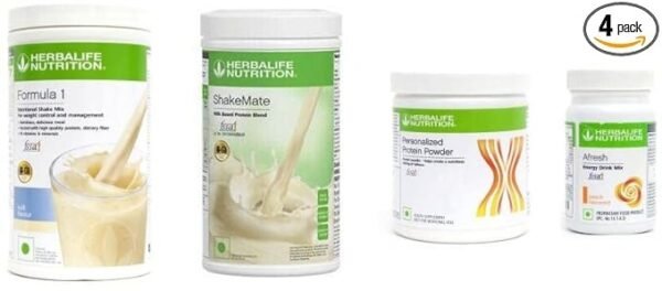 Herbalife Formula 1 Shake Kulfi Flaver , Protein 200g, Afresh Peach 50g, Shakemate (Pack of 4 )