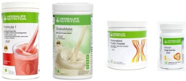 Herbalife Formula 1 Shake Strawberry Flover , Protein 200g, Afresh Lemon , Shake Mate (Pack of 4, Strawberry, Lemon Flavore)